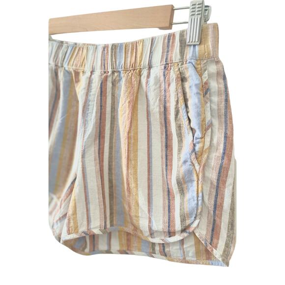 Madewell Womens Linen Cotton Pull-on Shorts  Rainbow Stripe Size XS - Picture 5 of 10